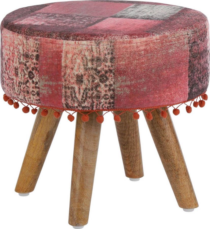 womo-design Zitkruk rood 38x36 cm gemaakt van stoffen bekleding met houten poten