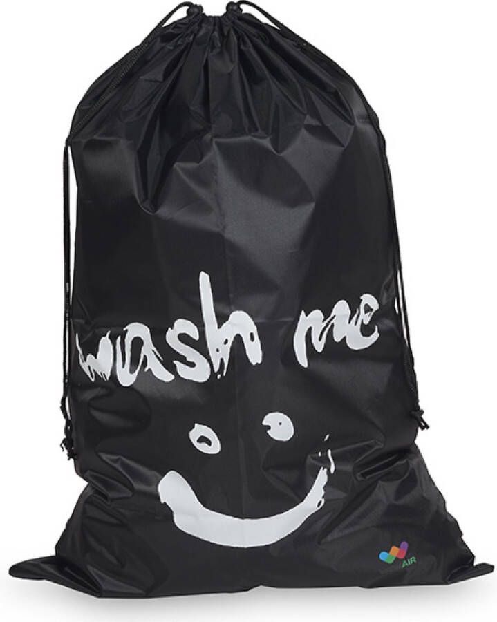 Wonair Waszak groot Laundry bag Wash me 60x90cm Zwart Met trekkoord Waszakken voor wasgoed