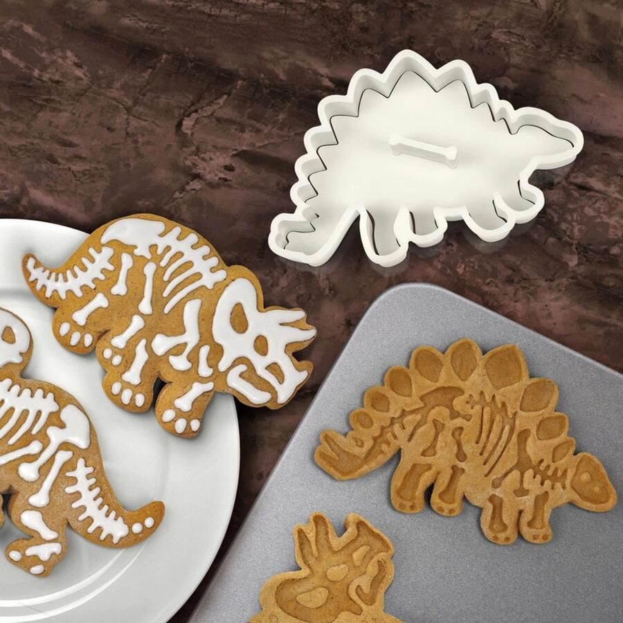 Wonders at Home Official Dino Koekjes Vormen Dinosaurus Koekjes Uitstekers Koekjesvorm Uitstekers Fondant Uitsteekvorm Cookie cutter T-Rex Triceratops Tyrannosaurus Rex Stegosaurus