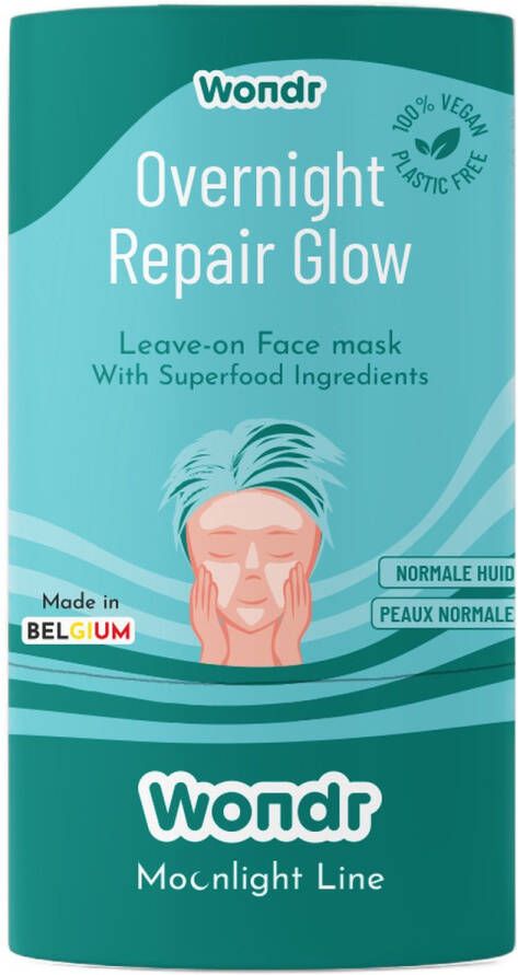 WONDR care WONDR leave-on facemask Normale tot vette huid Hydrateert en beschermt Overnight repair glow Solid gezichtscrème 46g