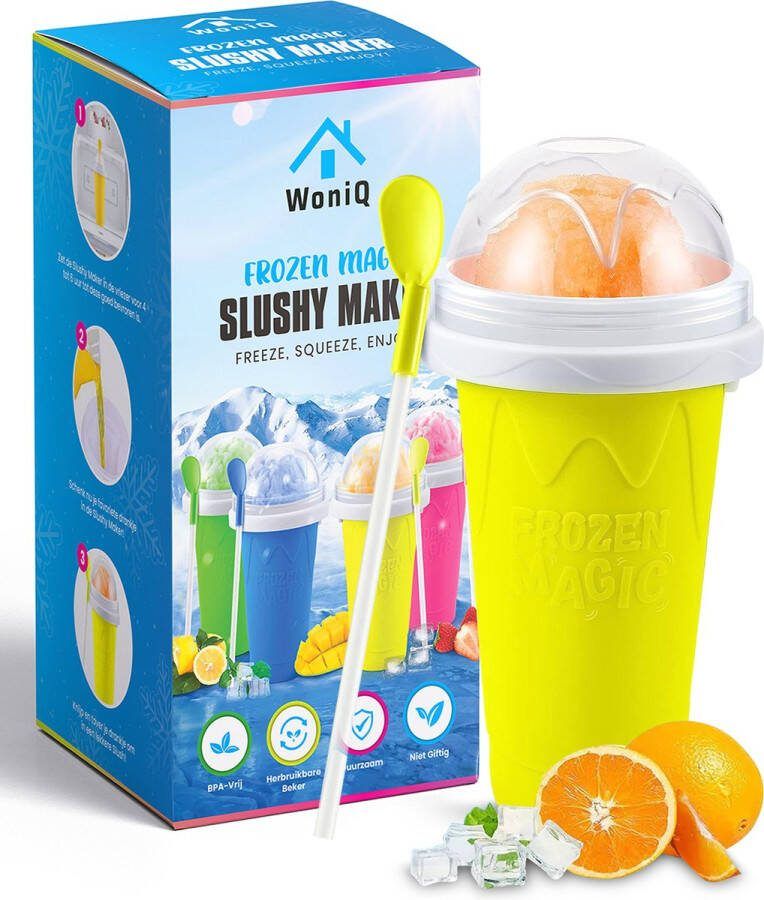 WoniQ Slushy Maker Slush Puppy Maker IJscrusher Slush Puppy Beker Slushy Puppy Maker Slush Maker Slushy Cup Tiktok Geel