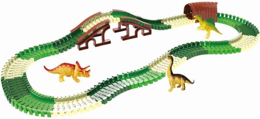 Wonky Monkey Racebaan met Jeep Flexibele baandelen -162 PCS Diverse losse Dino Speelfiguren