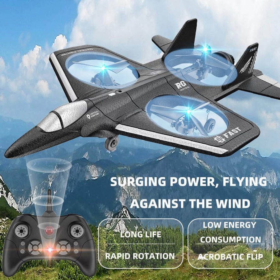 Wonky Monkey RC Quadcopter Drone Straaljager 3 Propellors Vliegtuig 2.4 Ghz Bestuurbaar Vliegtuig Zwart