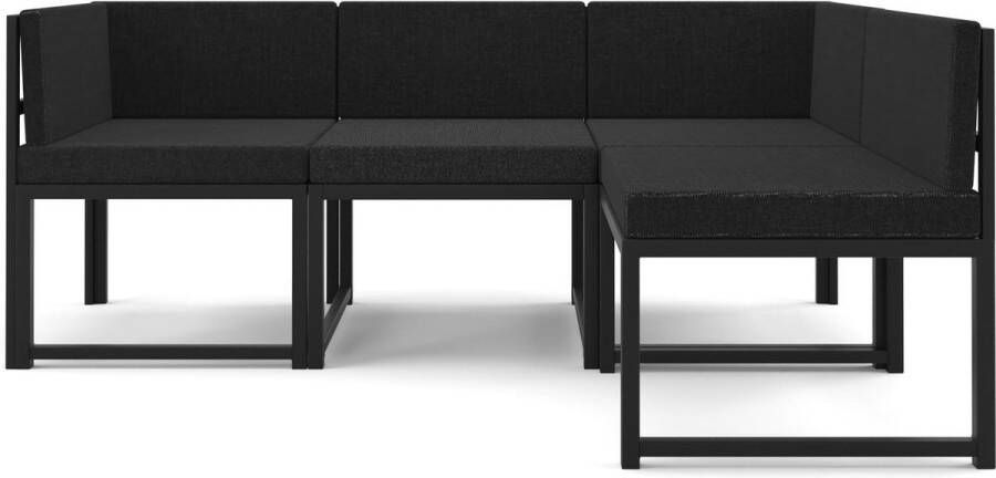 Wood House Istanbul Black Hoekbank Modern Design Tuinmeubelen 4 Personen Metaal Zwart 185x120x73 cm