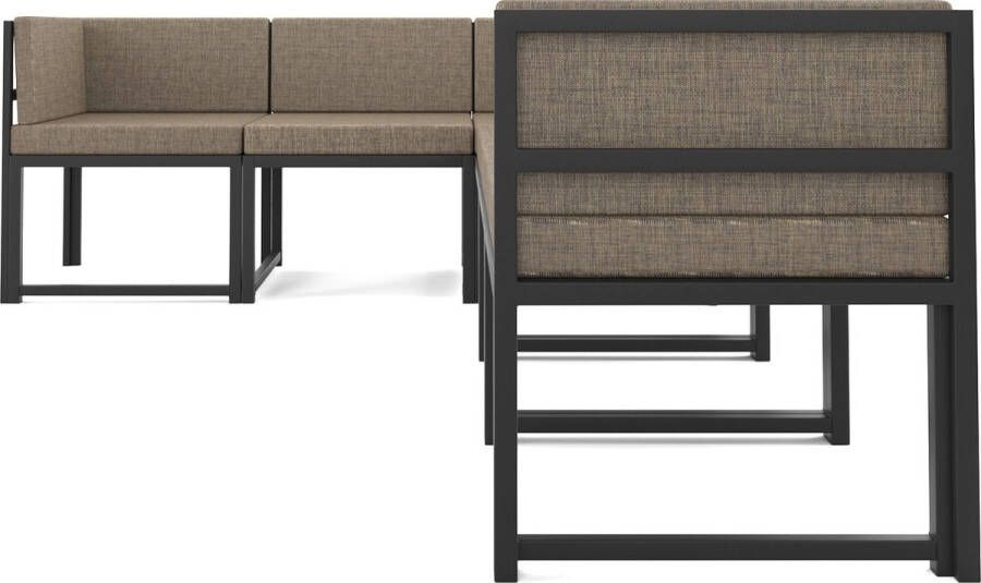 Wood House Paris Brown Hoekbank Modern Design Tuinmeubelen Slaapbank 6 Personen Metaal Bruin en Zwart 185x245x73 cm