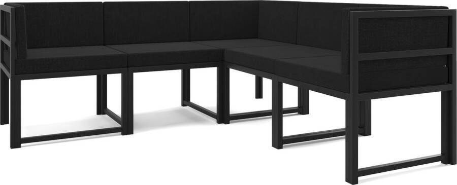 Wood House Rio Black Hoekbank Modern Design Tuinmeubelen 5 Personen Metaal Zwart 185x185x73 cm