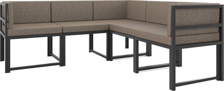Wood House Rio Brown Hoekbank Modern Design Tuinmeubelen 5 Personen Metaal Bruin en Zwart 185x185x73 cm