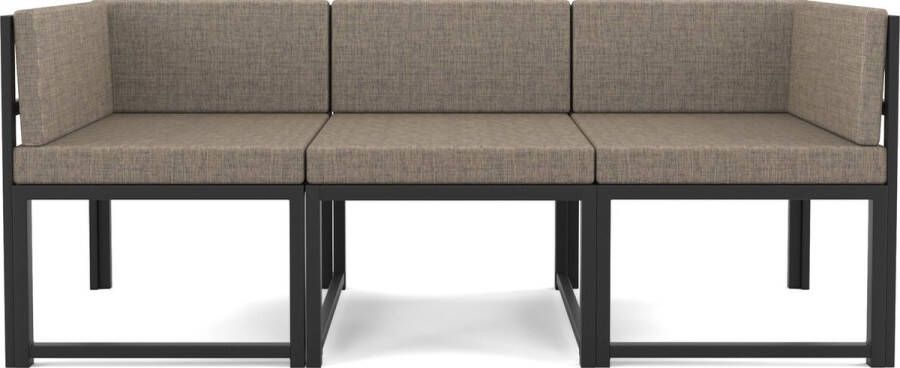 Wood House Tokyo Brown Hoekbank Modern Design Tuinmeubelen 3 Personen Metaal Bruin en Zwart 185x60x73 cm