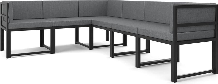 Wood House Paris Grey Hoekbank Modern Design Tuinmeubelen Slaapbank 6 Personen Metaal Grijs en Zwart 185x245x73 cm