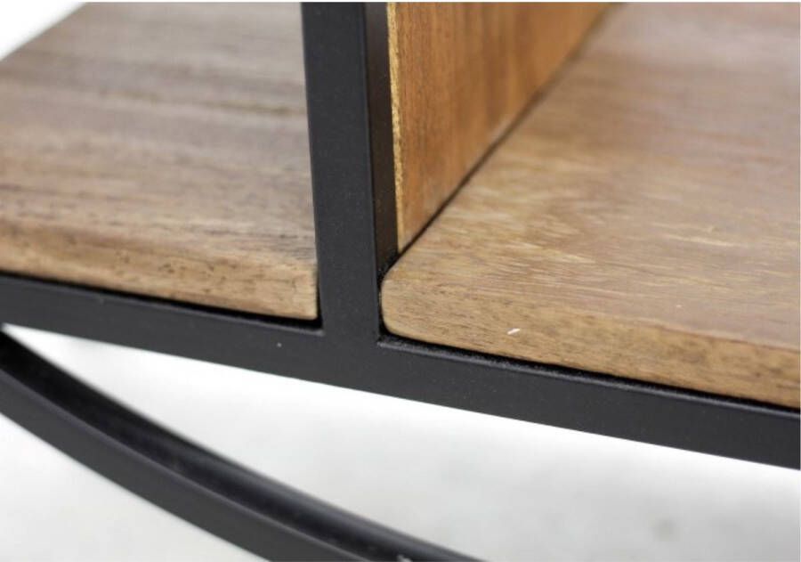 Wood Selections Sidetable 90x25x80 cm Naturel zwart Mango ijzer