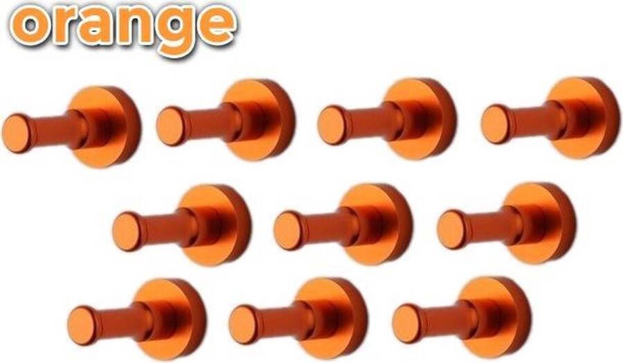 Wood Tools & Deco Set van 10 metalen kledinghaken kapstok oranje