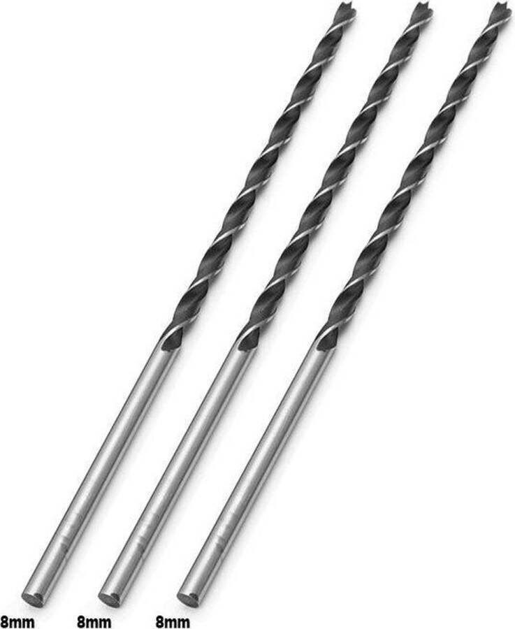Wood Tools & Deco Set van 3 extra lange houtboren (8x300 mm)
