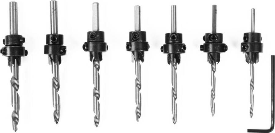 Wood Tools & Deco Set van 7 HSS verzinkboren voor hout