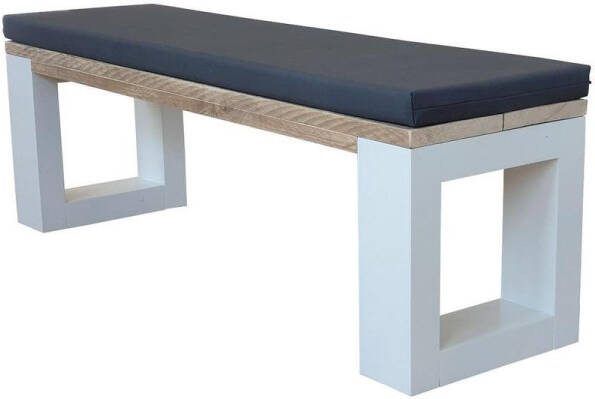 Wood4you Bankje New Orleans 130Lx40Hx38D cm wit incl kussen zitbankje