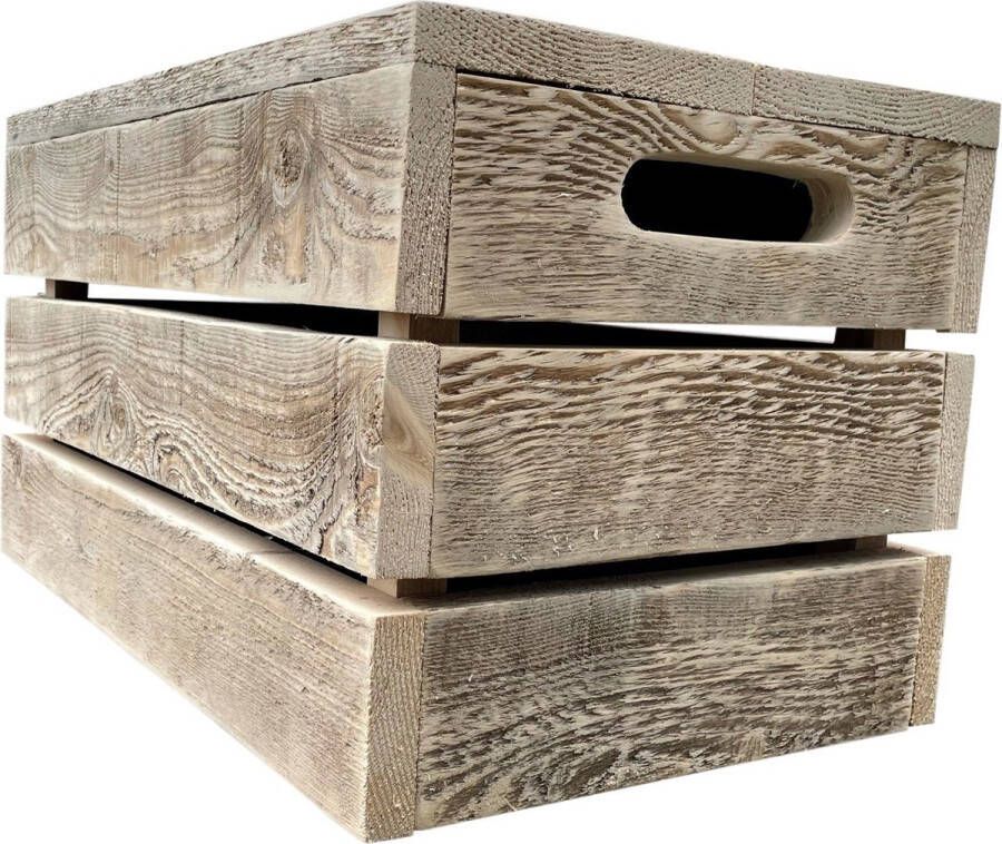 Wood4you bijzetkrukje Steigerhout 60L x 35H x 37B cm Opbergkist Dekenkist Opruimkist Speelgoedbank