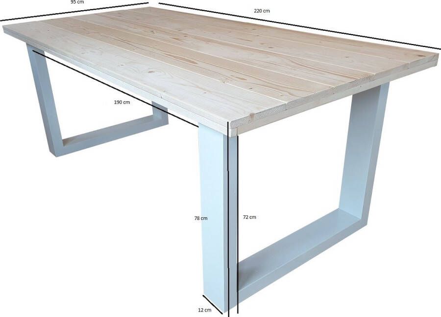 Wood4you Eettafel New England geschaafd vuren Wit 160 90 cm