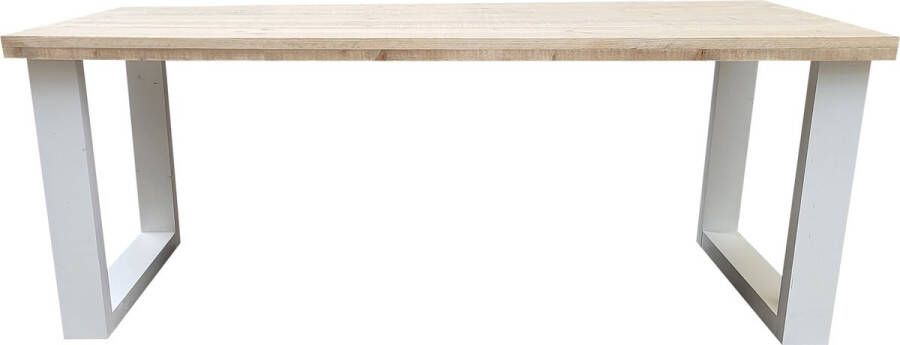 Wood4you Eettafel ""New England"" wit industriële tafel U-poot 90 180cm eetkamertafel eettafel woonkamer