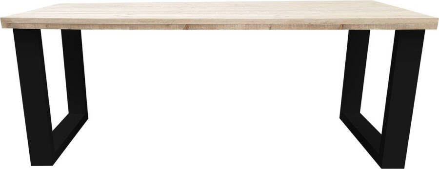 Wood4you Eettafel New England Industrial Wood Hout 200 90 cm Zwart Eettafels