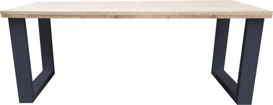Wood4you Eettafel New England Industrial Wood Hout 190 90 cm 190 90 cm Antraciet Eettafels