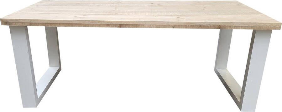 Wood4you Eettafel New England Industrial Wood Hout 190 90 cm 190 90 cm Wit Eettafels