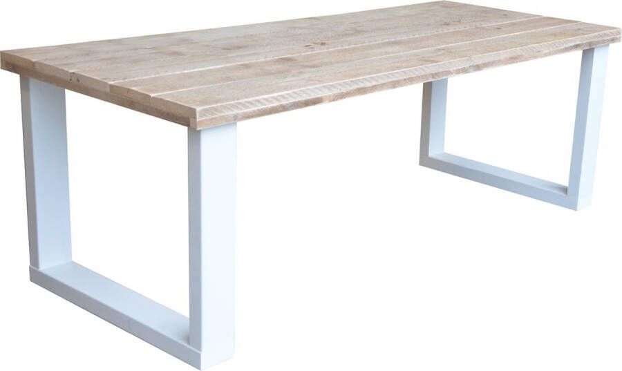 Sanderswoodworks Eettafel New England wit industriële tafel U-poot 90 220cm eetkamertafel eettafel hout