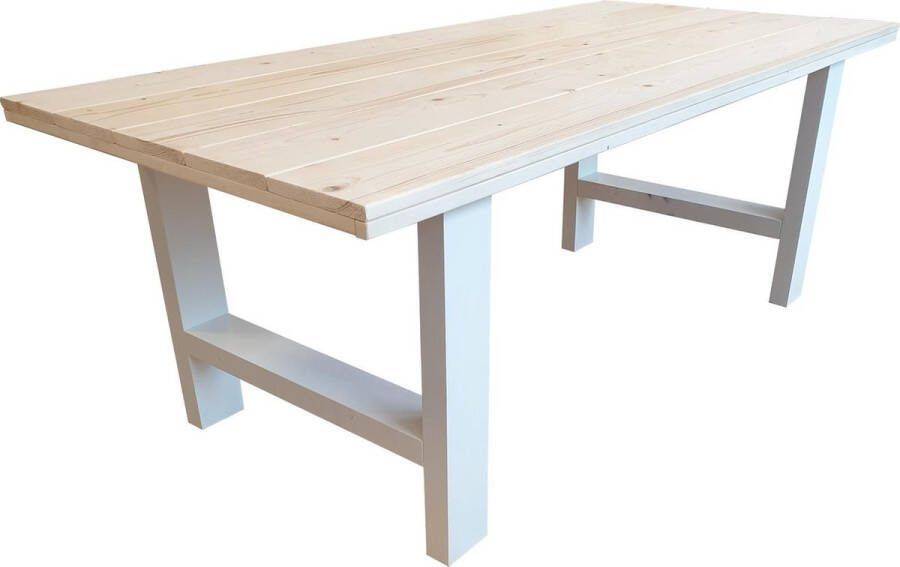 Wood4you Eettafel Seattle blanco geschaafd vurenhout wit 220 90 cm 220 90 cm Eettafels