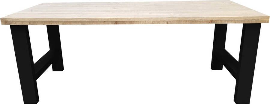 Wood4you Eettafel Seattle Industrial wood hout 200 90 cm 200 90 cm Zwart Eettafels