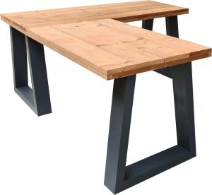 Wood4you Scrivania angolare Vancouver Legno tostato 180 140Lx70Px75H Nero
