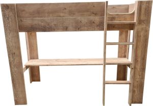 Wood4you Hoogslaper Noortje bed met bureau steigerhout 210Lx165Hx96D cm