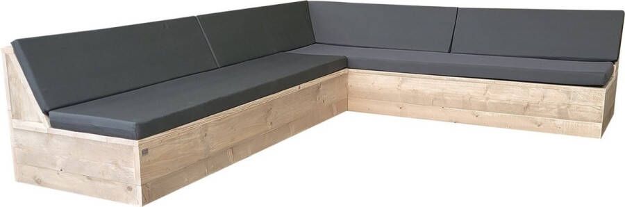 Wood4you Loungeset 13 steigerhout GL-vorm incl strakke kussens 200cm 240cm