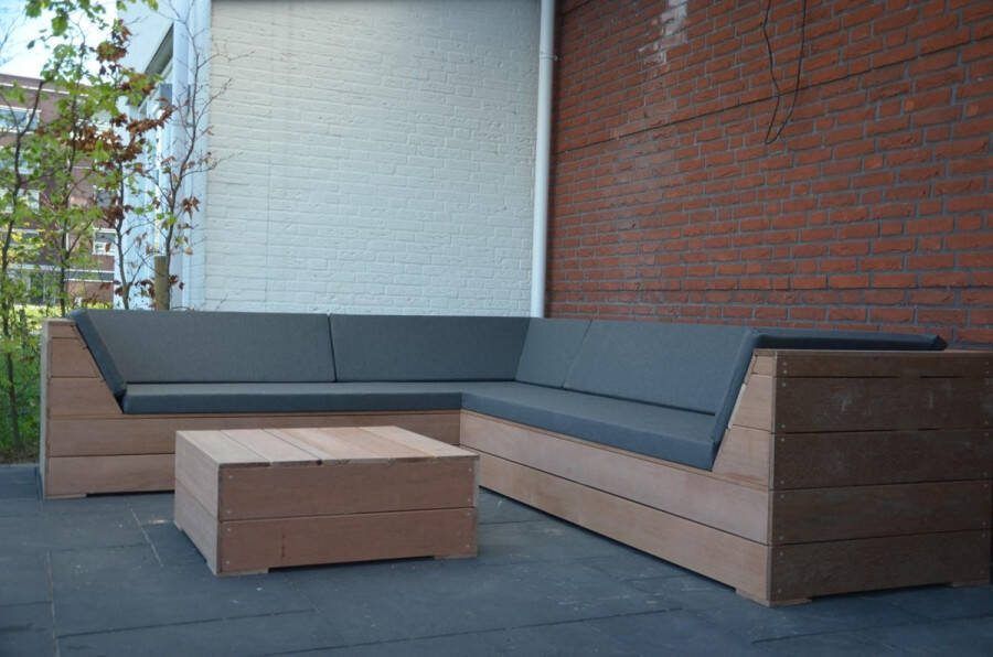 Wood4you Loungeset 6 Bankirai incl kussens (GL vorm) 250cm