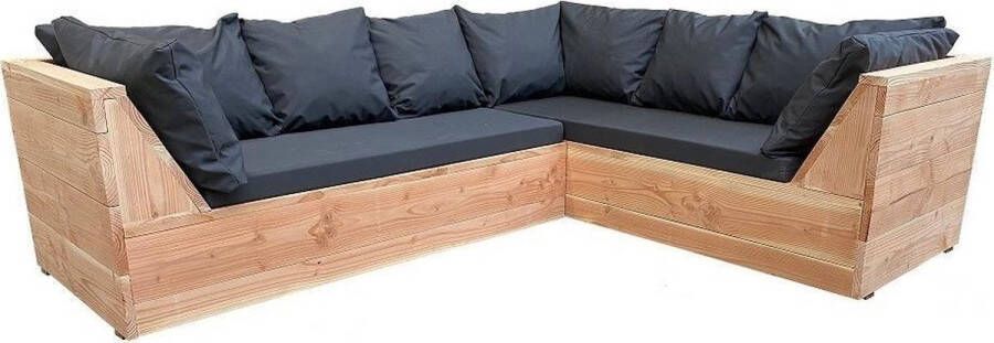 Wood4you Loungeset 6 Douglashout incl plofkussens GL vorm 200cm 230cm