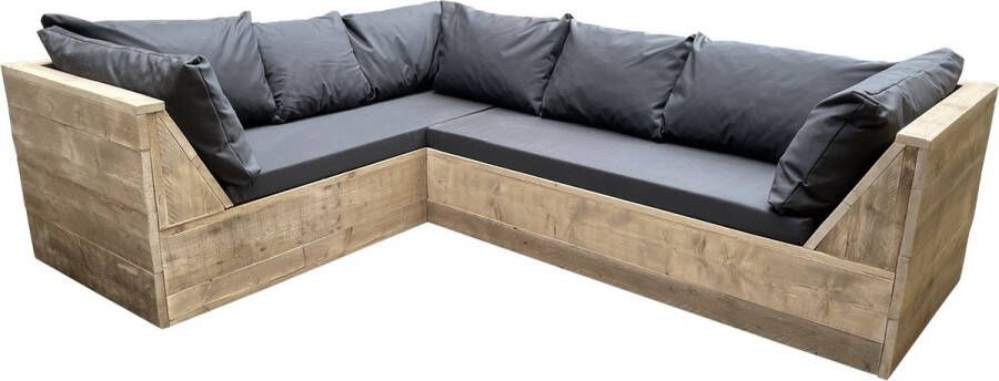 Wood4you Loungeset 6 steigerhout 200x220 cm GL-vorm -incl. plofkussens