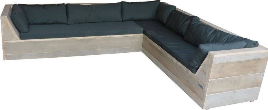 Wood4you Loungeset 6 steigerhout 200x250 cm GL-vorm incl. plofkussens