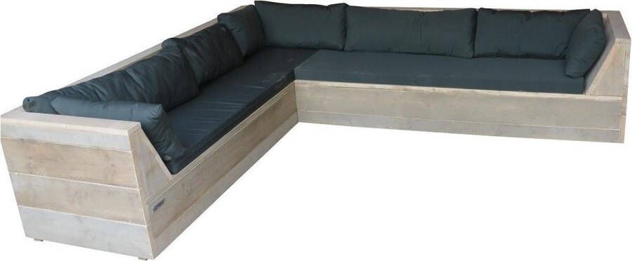 Wood4You Loungeset 6 Steigerhout 260x200 Cm L-vorm Incl. Plofkussens