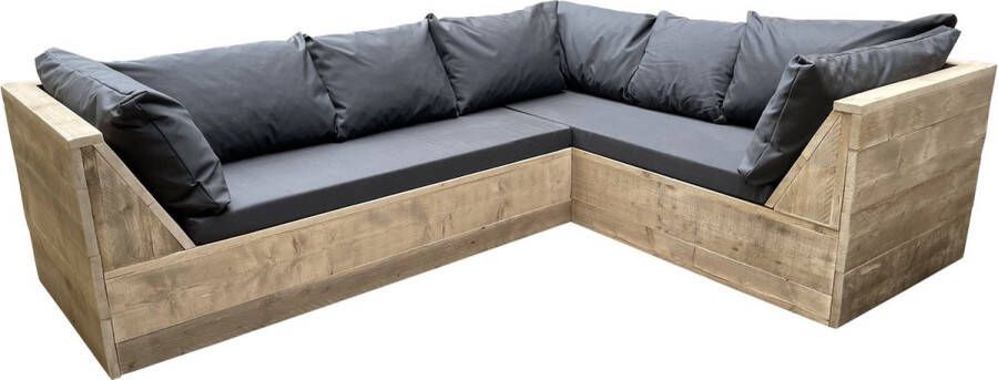 Wood4you Loungeset 6 steigerhout 200x220 cm GL-vorm -incl. plofkussens