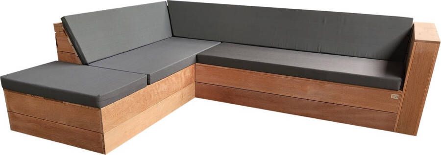 Wood4you Loungeset 7 Bankirai incl kussens (L vorm) 220cm 200cm