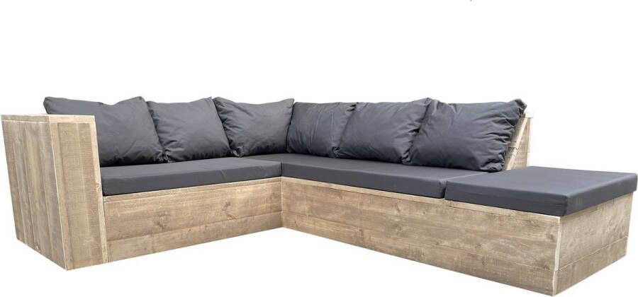 Wood4you Loungeset 7 steigerhout incl kussens (L-vorm) 200cm 240cm