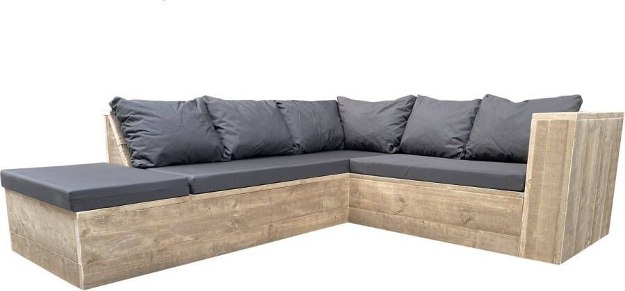 Wood4you Loungeset 7 steigerhout incl kussens (GL-vorm) 200cm 240cm
