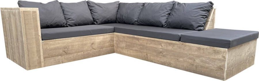 Wood4you Loungeset 7 steigerhout incl kussens (L-vorm) 200cm 230cm