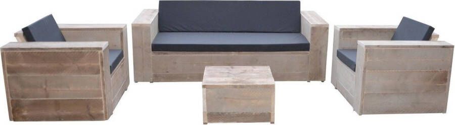 Wood4You Loungeset Steigerhout Four Incl Kussens
