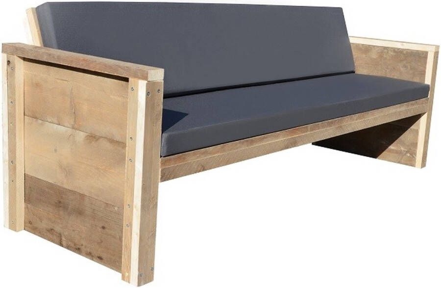 Wood4you Tuinbank Vince 'Doe het zelf' Bouwpakket steigerhout 152Lx72Hx57D cm Incl kussen