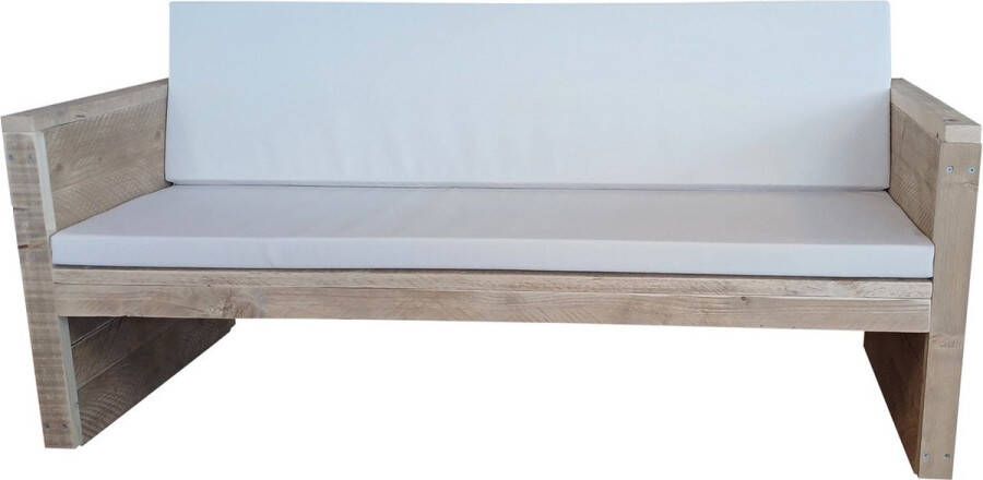 Wood4you Tuinbank Vlieland Montagepakket steigerhout Incl kussen Wit Ameland (152L)