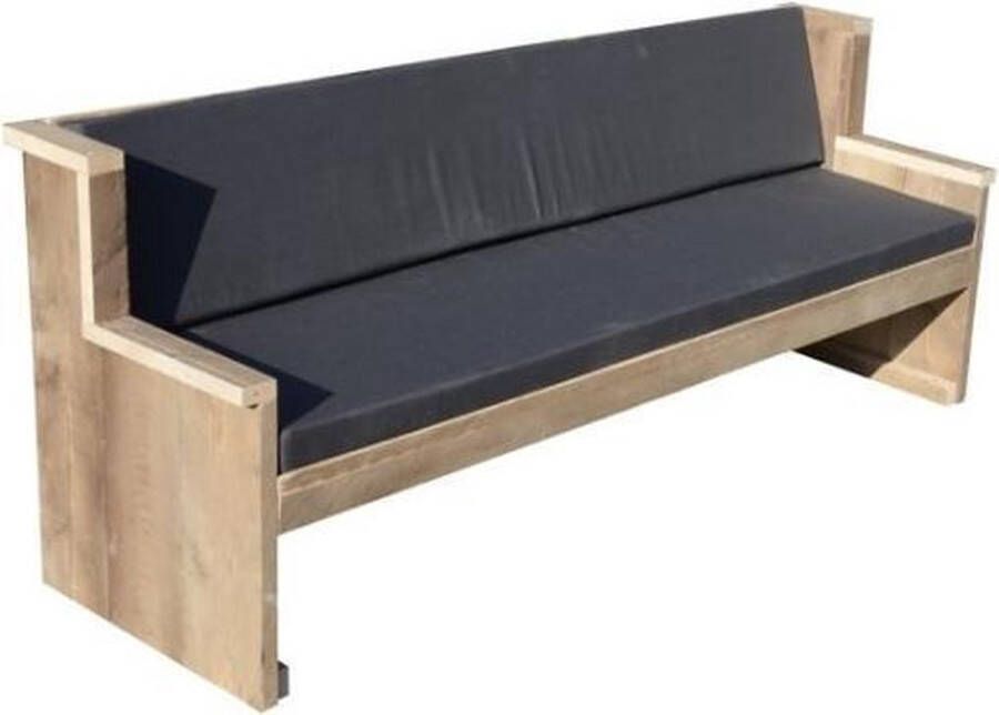 Wood4you Tuinbank Zeeland &apos;Doe Het Zelf Paket&apos; Steigerhout 180lx72hx62d Cm Incl Kussen