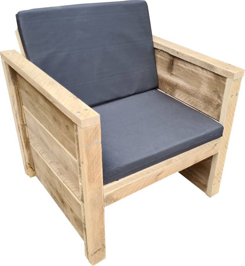 Wood4you Tuinstoel Vlieland Steigerhout 65Lx72Hx57D cm incl kussen