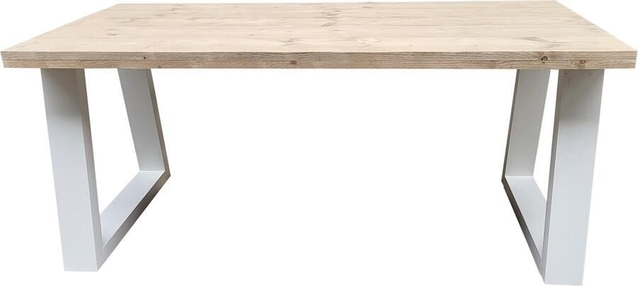 Wood4you Eettafel Vancouver Industrial wood Wit 180 90 cm Eettafels
