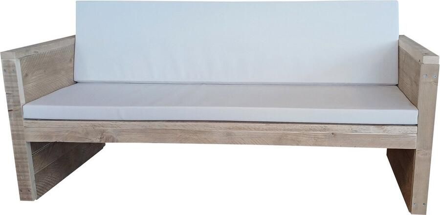 Wood4you Tuinbank Vlieland Montagepakket steigerhout Incl kussen Wit Lucas (140L)