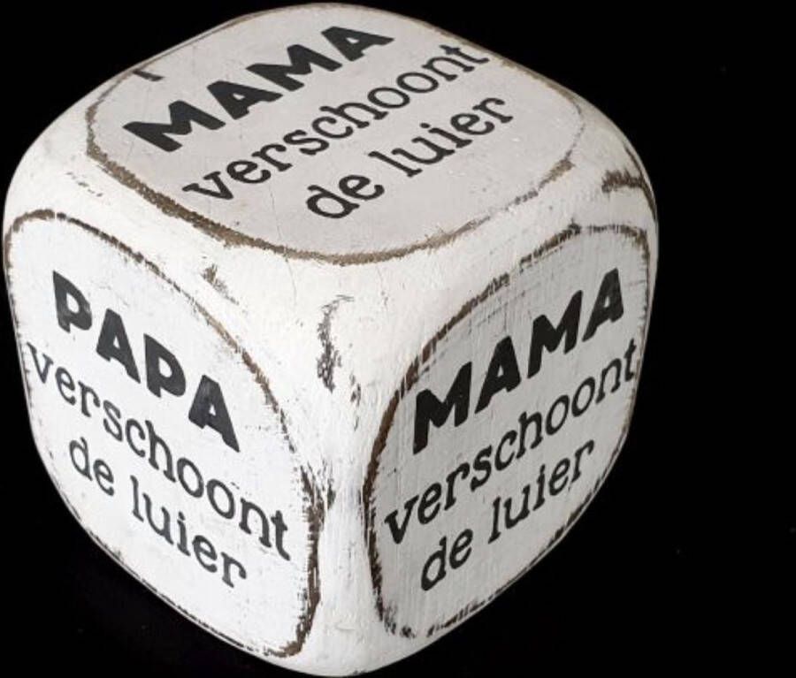 Woodart Dobbelsteen Mama Papa verschoont luier 8cm