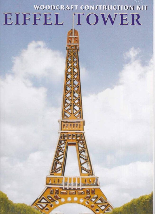 Woodcraft 3D Puzzel Bouwpakket Eiffeltoren hout gekleurd