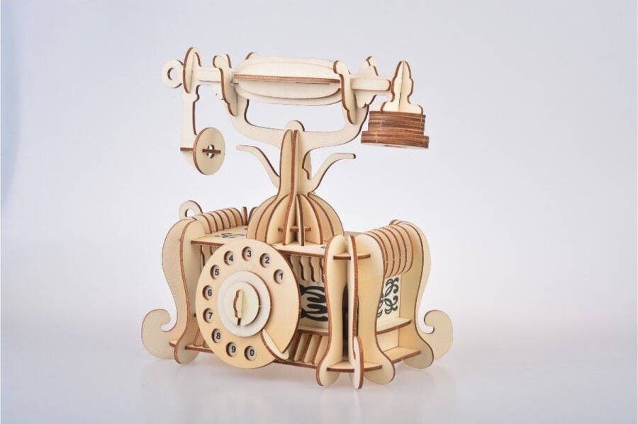 Woodcraft Houten modelbouw Wooden Puzzle Miniatuurbouw hout Old fashioned phone